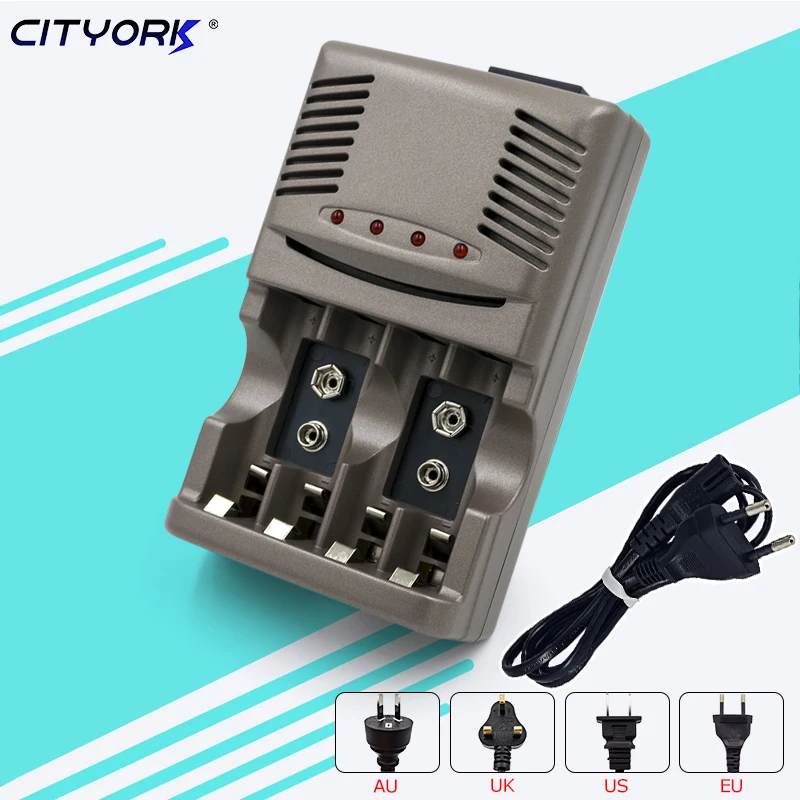 

CITYORK LED Display Smart Battery Charger Battery Quick Charge For 1.2V AA AAA or 9V 6F22 NI-MH NI-CD Rechargeable Batteries