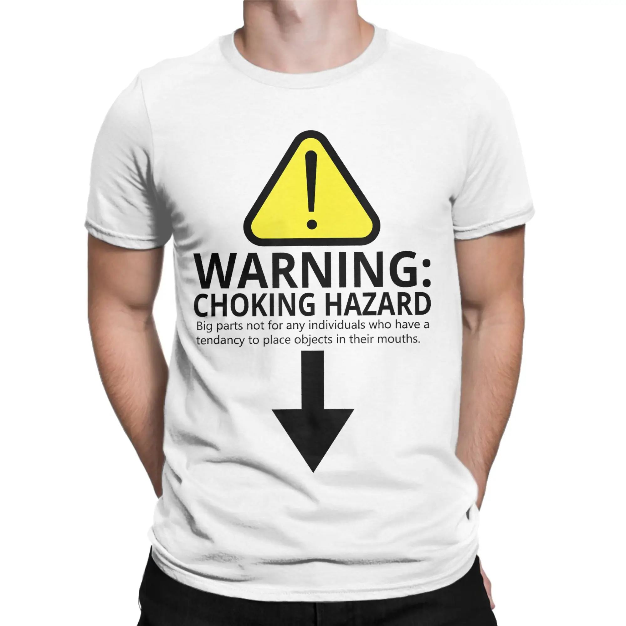 Printed Choking Hazard Warning Caution Funny  T Shirt For Unisex  Cotton Tee Shirt Short Sleeve Tops