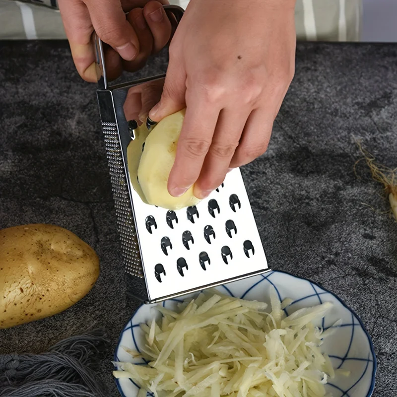 Cucumber slicer, multifunctional kitchen tool, four-sided shredder, stainless steel slicer, potato shredder with hand guard