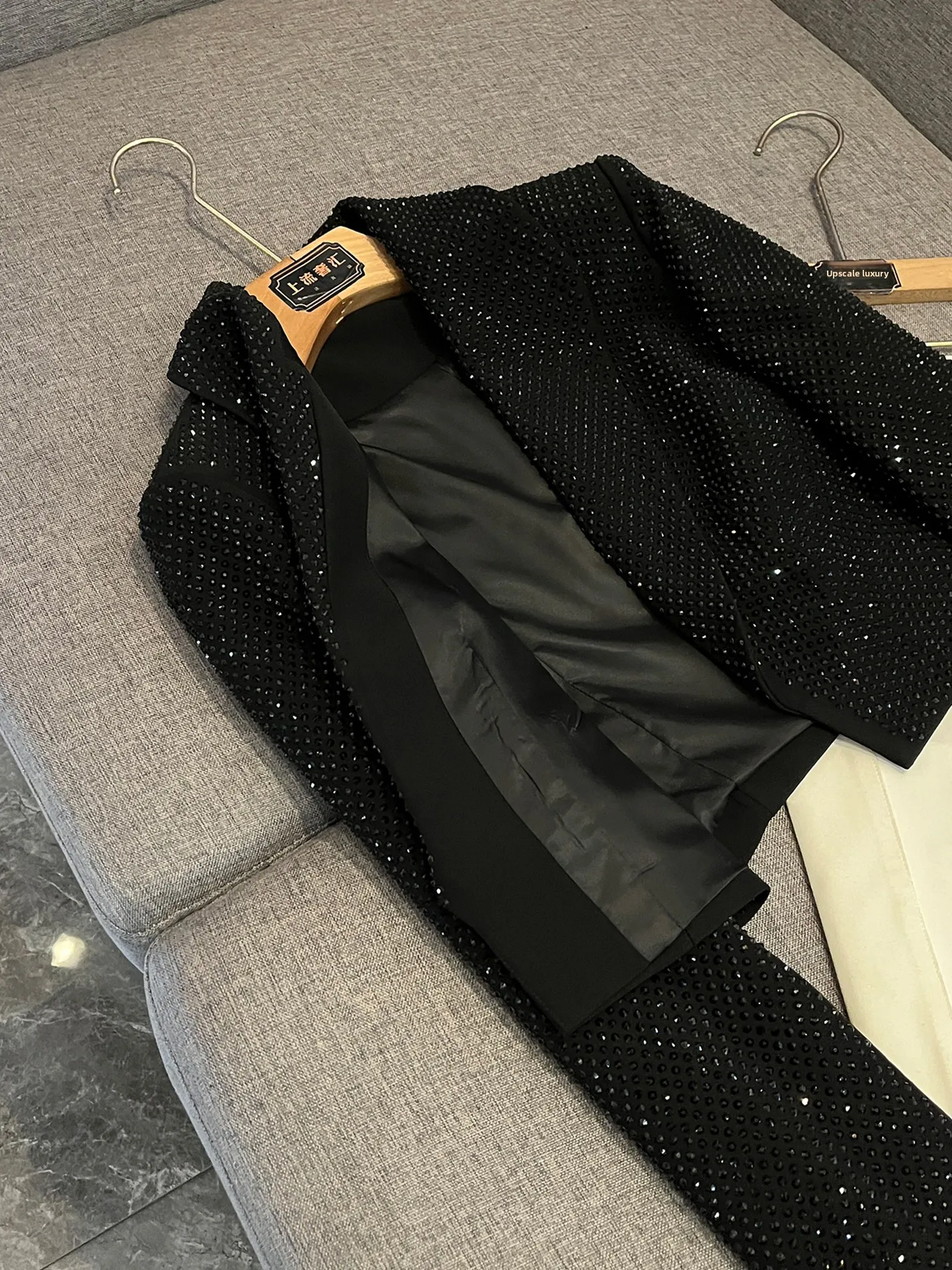 Costume femme haut de gamme Jaet strass lourd minceur polyvalent Faionable automne hiver trajet Sle Long Sve DK