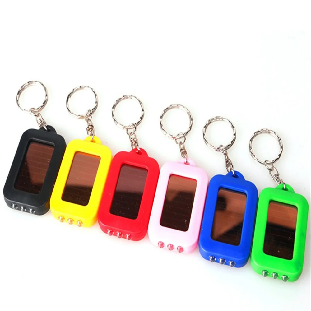 Mini Portable Solar Power 3 LED Light Keychain Keyring Flashlight Outdoor Survival Emergency Light Tools Small Flashlight