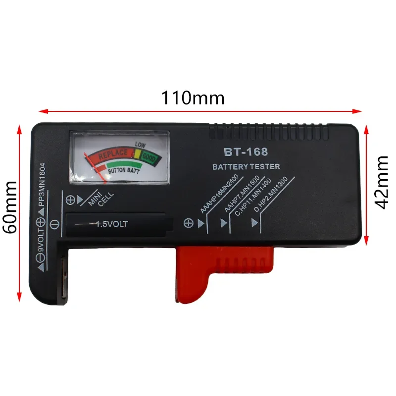 

Tester Universal Battery Volt Power AA/AAA/C/D/9V/1.5V BT-168 Indicate Cell Coded Colour Button Meter Batteries Checker BT168