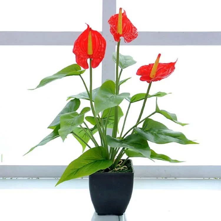 Artificial Flower Calla Lily Anthurium Living Room Decorative Flower Plastic Potted Plant Bonsai Ornament