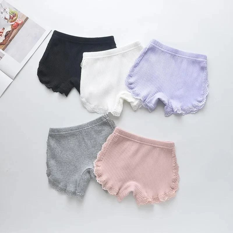 4-12 Years Girls Safety Pants Summer Thin Short Pants Little Girls Baby Kids Side Lace Cotton Anti-glare Shorts