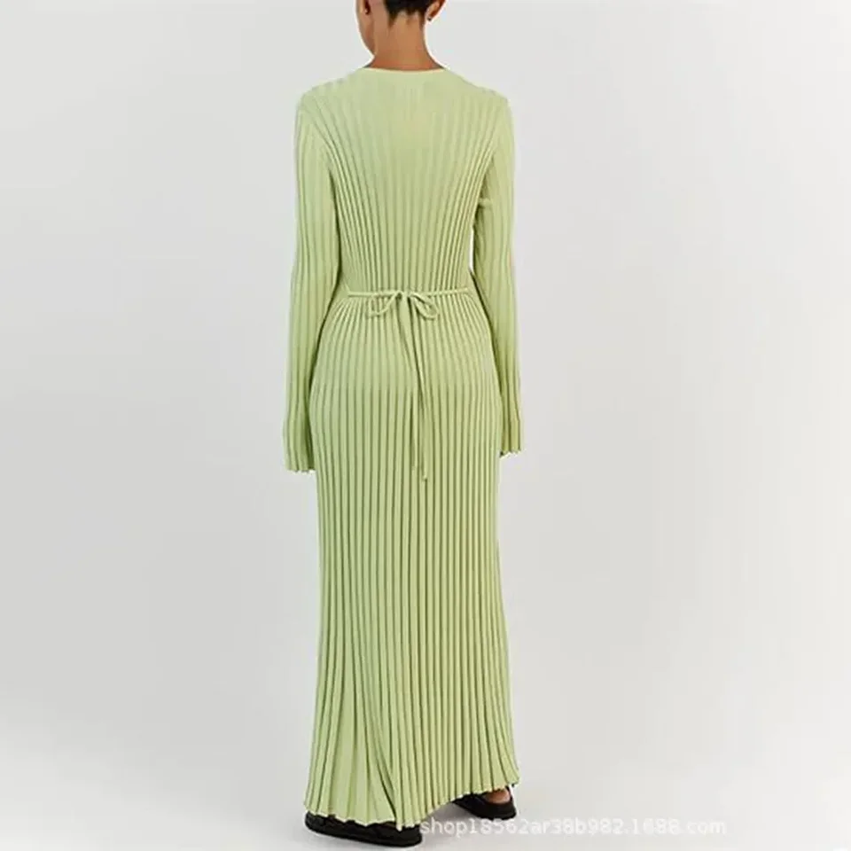 Inverno manga longa bodycon vestidos longos feminino casual solto kintted festa maxi vestido elegante