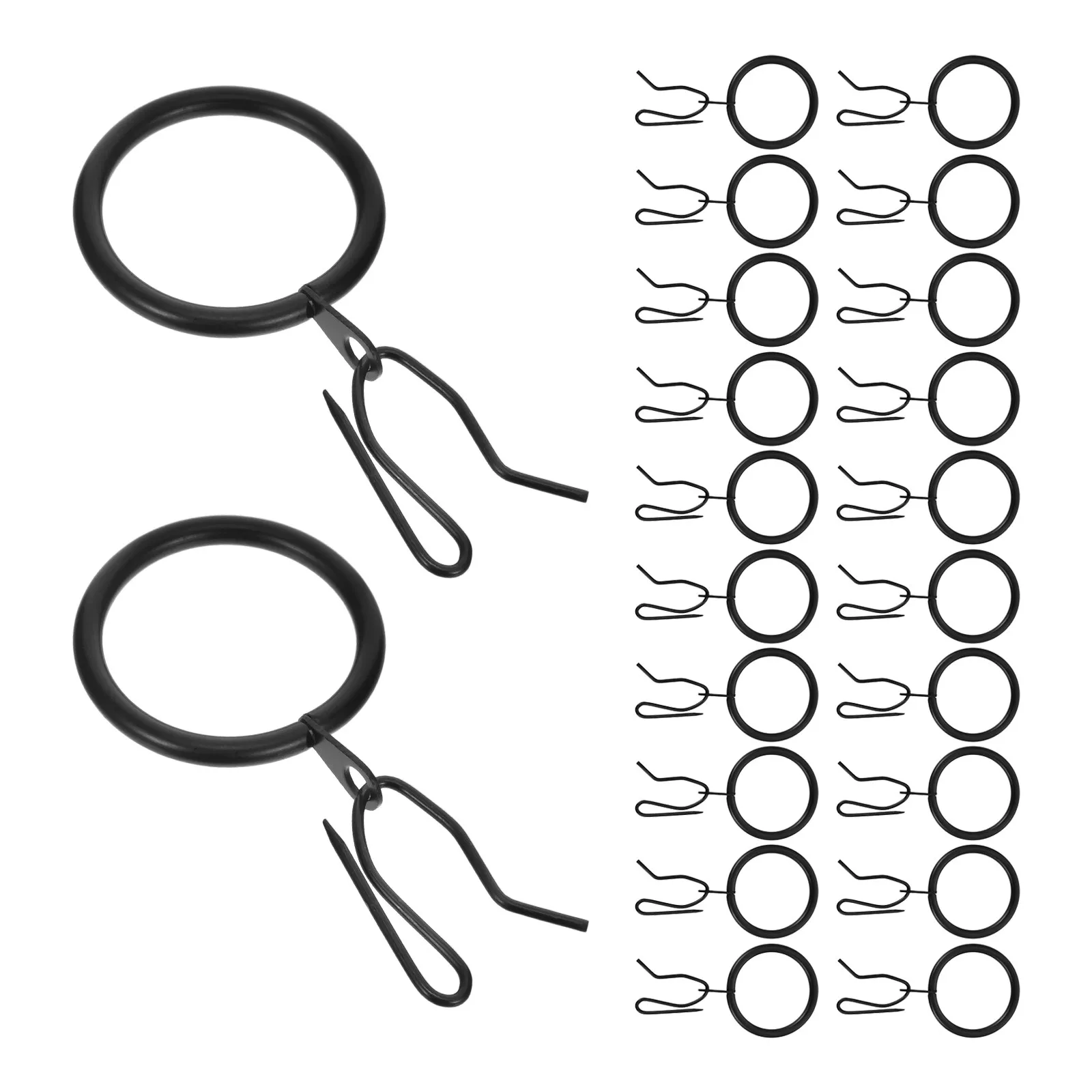 24Sets Eyelet Curtain Rings with Pin Hooks Sturdy Metal Hanging Rings 32Mm Id Smooth Surface Low Friction for Living Room
