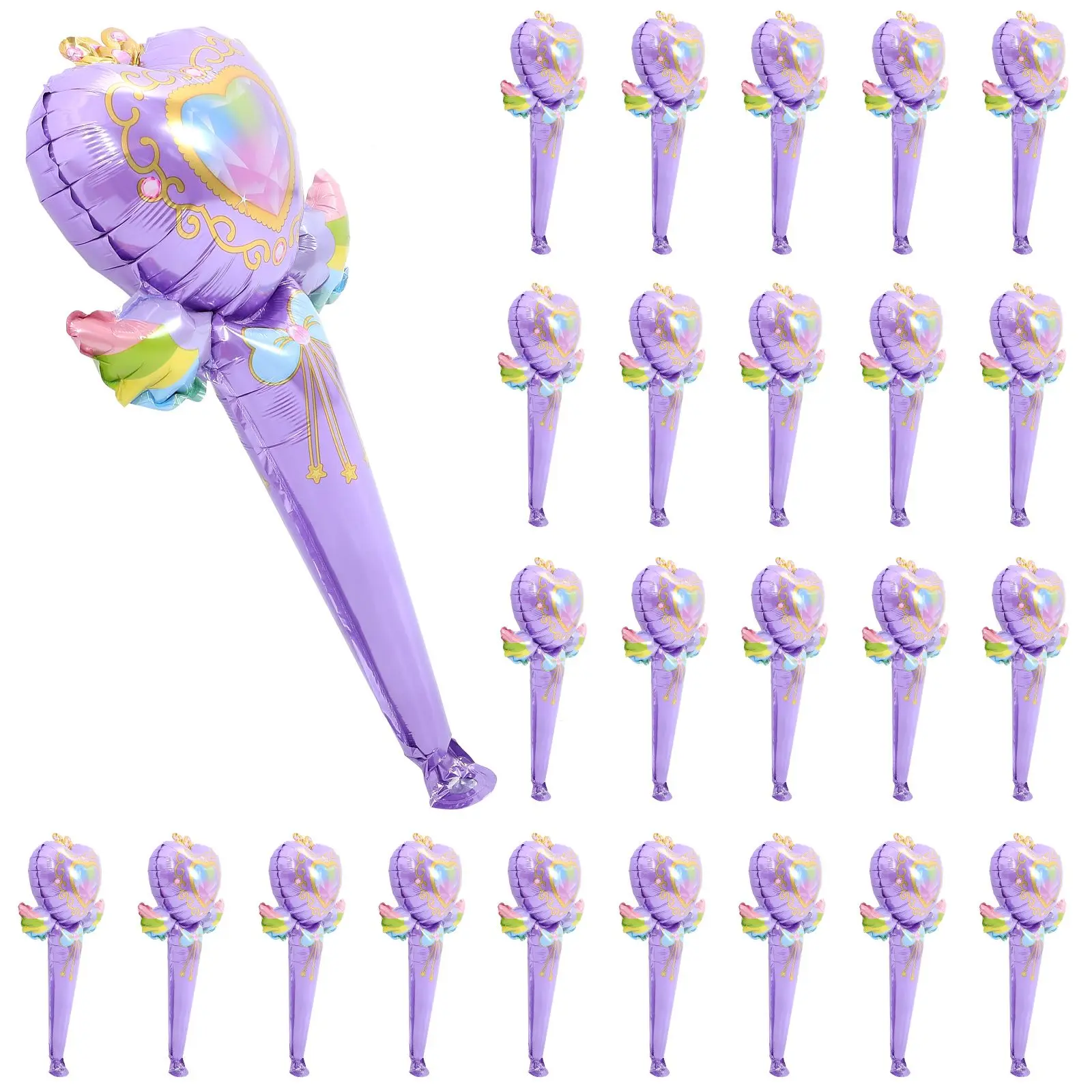 

50 Pcs Inflatable Fairy Wand Cartoon Foil Balloons Modeling Decor Decoration Aluminum