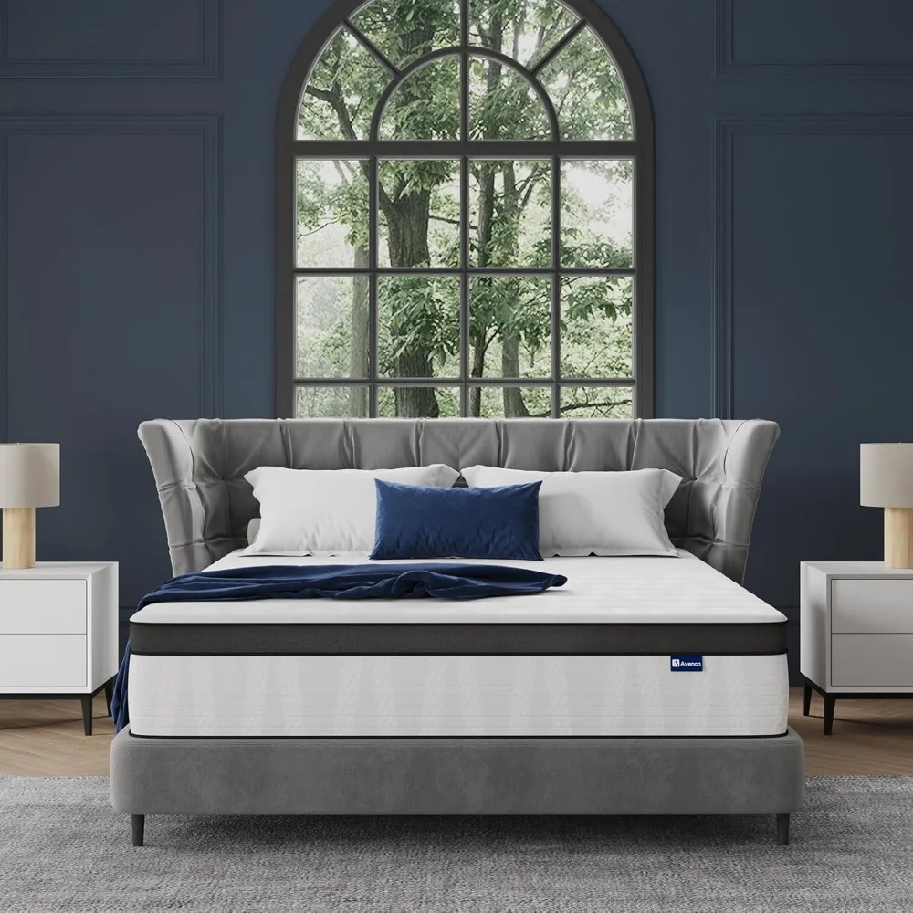 

10 Inch Queen Mattress, Hybrid Mattress in a Box with Independent Spring, Soft and Comfort Medium Firm Queen Size Mattress, Edg