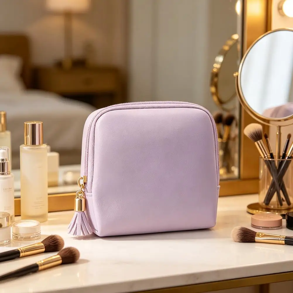 

Cosmetic Bag PU Leather Makeup Storage Bag Jewelry Travel Case for Handbag Luggage Bathroom Bedroom