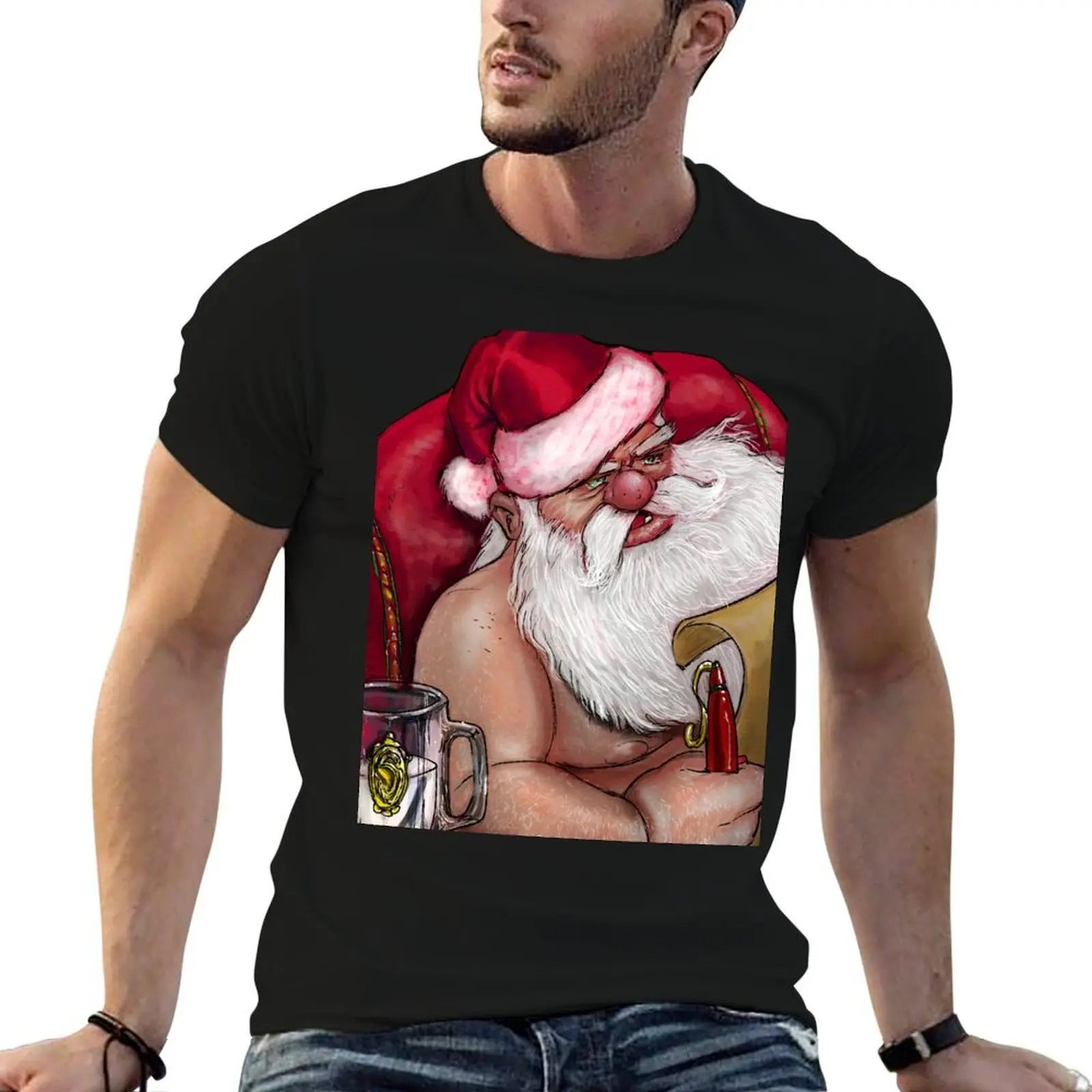

Santa and the Naughty or Nice list T-Shirt anime t shirts oversize t shirt man cotton T-Shirt