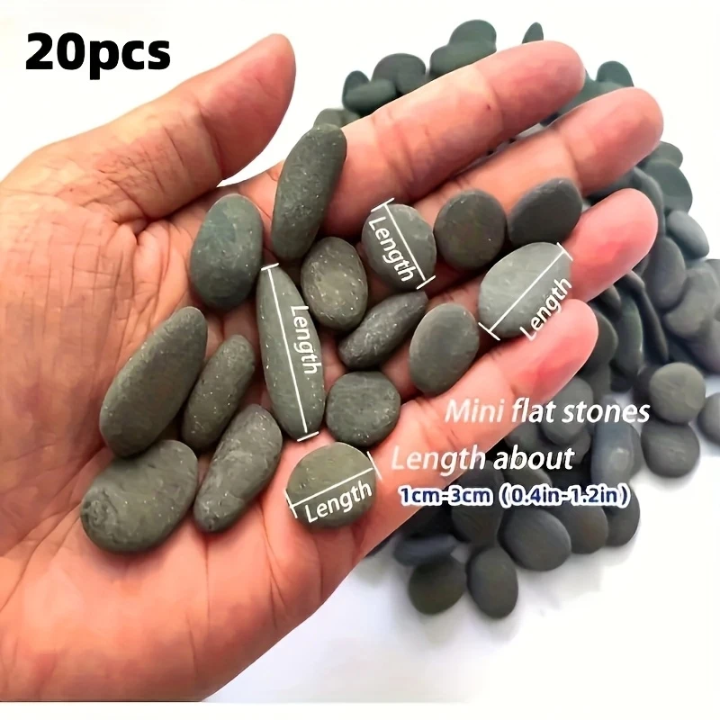 20Pcs Natural River Rocks Smooth Flat Stones In Grayish-Black Tones Perfect For Handmade Crafts Fish Tank Decor Rock Painting