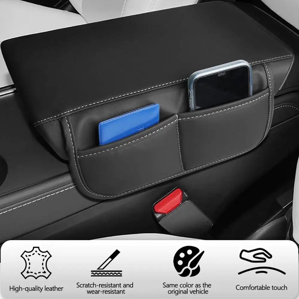 غطاء صندوق مسند الذراع لوحدة التحكم المركزية وسادة جلدية مع وظيفة التخزين ملحقات داخلية لنموذج 3 هايلاند/ ModelY Ju C2C2 #2