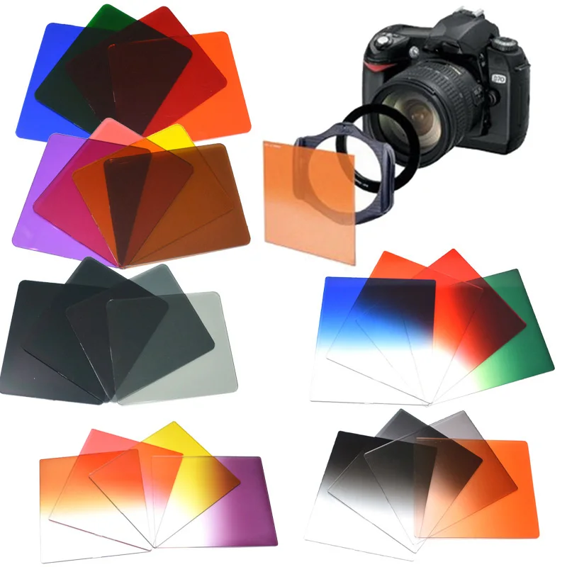 KnightX ND Cokin P Series Grad ND2 ND4 ND8 ND16 Full Color Blue Orange Red Adapter 52mm 58mm 67mm 77mm 82mm For Canon Nikon Dslr
