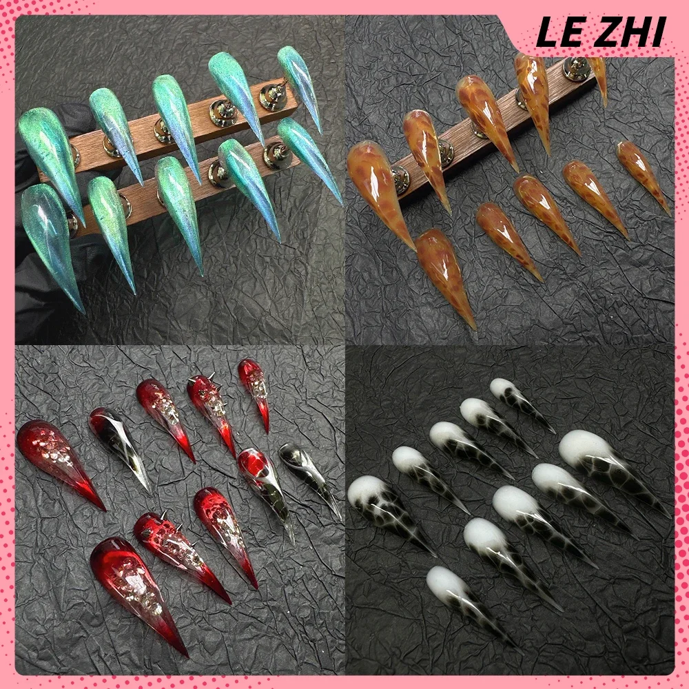

Spice Girl Long Beast Claw Eagle Claw Handmade Press On Nails Water Ripples Dragon Claw Cat Paws Cat Eyes Gradients Fake Nails
