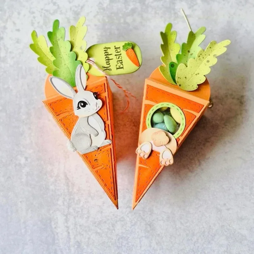 NEW Carrot Box Bunny 2026 Egg Easter Basket Chocolate Bunny Metal Cutting Die Stamp Scrapbooking Stencil Photo Album DIY Paper