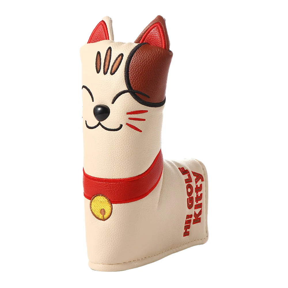 Head Cover Club Head Protector Magnetic Closure PU Leather Golf Club Headcovers Lucky Cat Golf Putter Cover Blade Mallet Putter