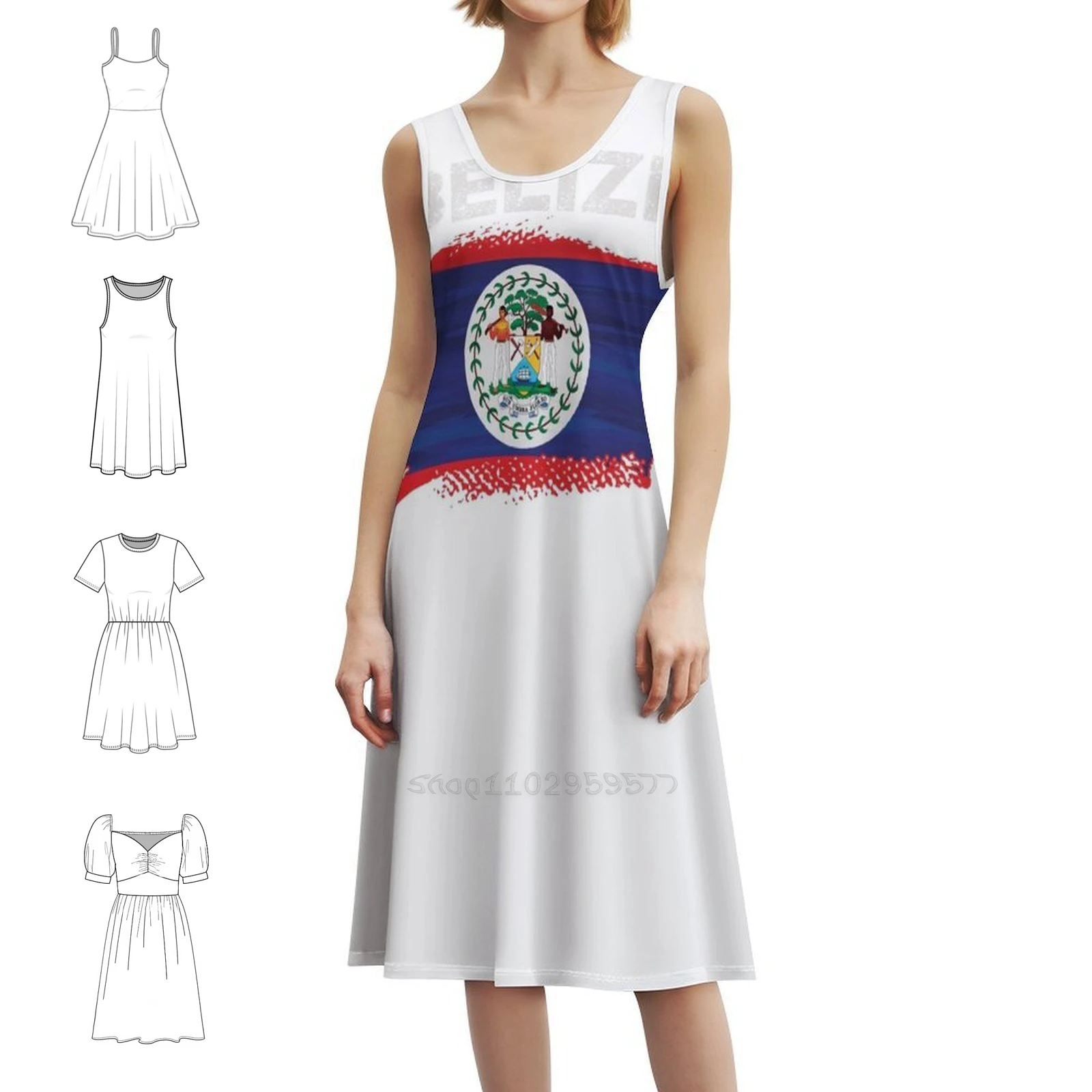 

Belize Flag Shirt Belize Flag Gift For Belizean Proud Preppy Style Mini Dress For Women A-Line Loose Fit Casual Day Dress