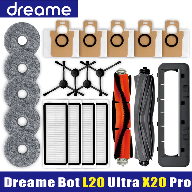 Dreame Bot L20 Ultra /L30 Ultra accesorios Cepillo Lateral principal filtro Hepa fregona bolsa de polvo Robot piezas de recambio de aspiradora