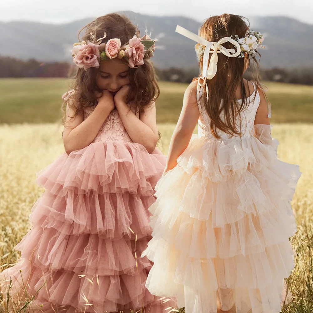 Little Girl Ceremonies Dress Baby Children's Clothing Tutu Kids Dresses For Girls Clothes Wedding Party Gown Vestidos Robe Fille