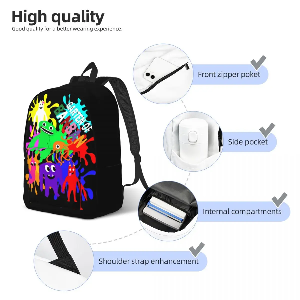 Garten de Banban Canvas bolsa escolar para adolescentes, mochila engraçada para estudantes, mochila para o ensino médio, presente