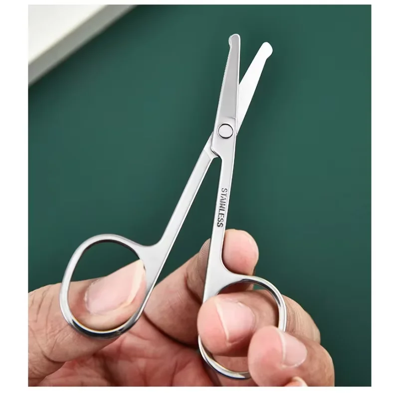 ステンレスはさみ美容鼻毛トリマーはさみ眉毛シャープヘッドスチールラウンド安全はさみ眉毛メイク
