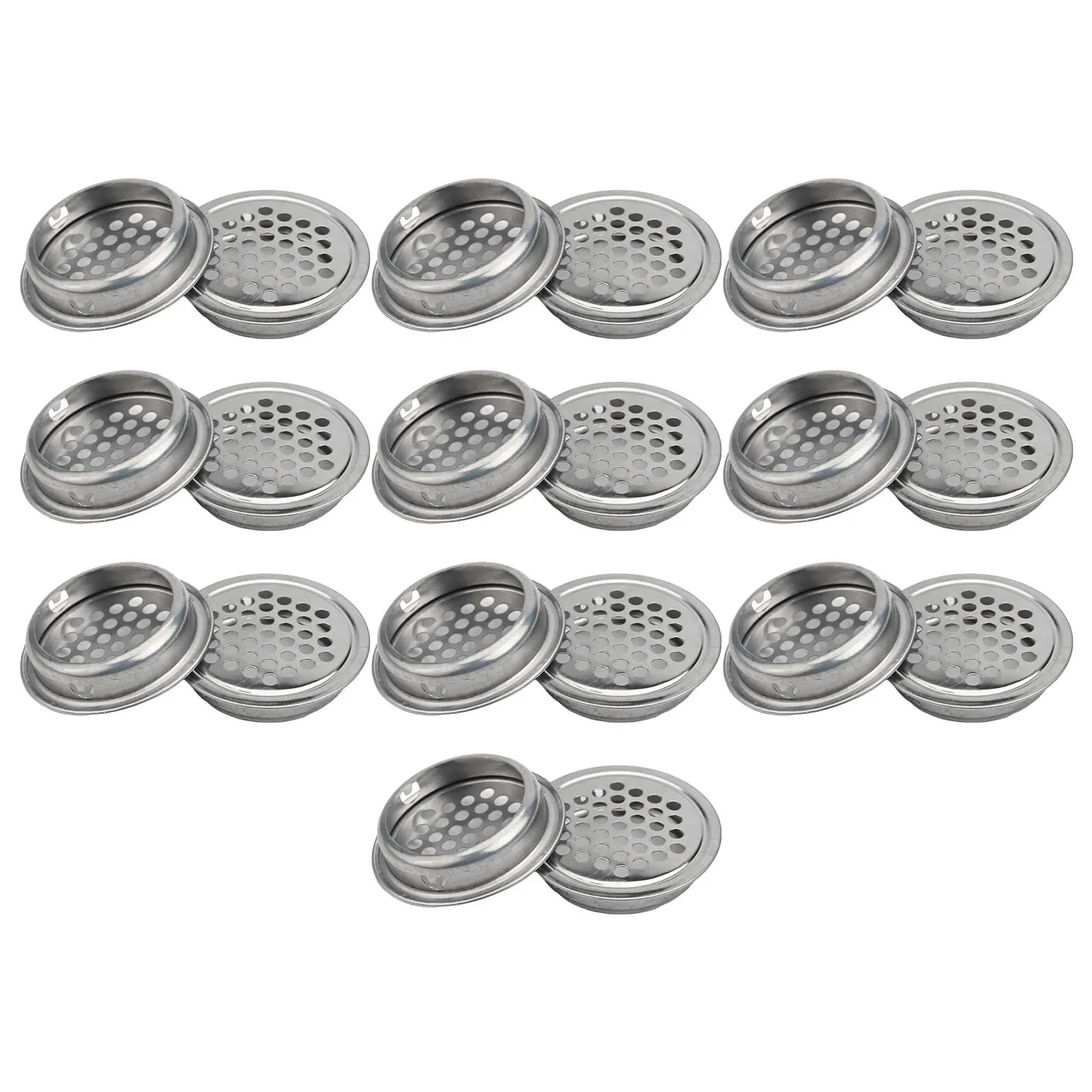 Ventilation Grilles Set of 20 Stainless Steel Design for Cabinets and Closets Secure Installation with Adjustable Fit