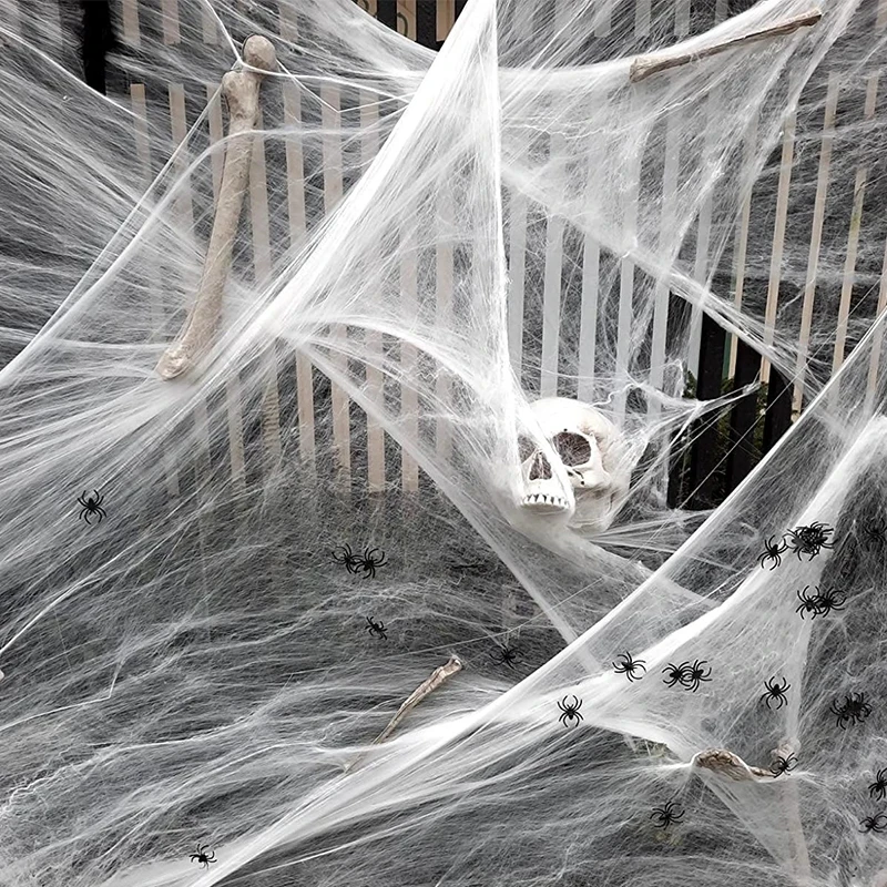 

Halloween Decoration White Spider Web Artificial Stretchy Cobweb For Halloween Scary Home Party Scene Props Haunted House Decor