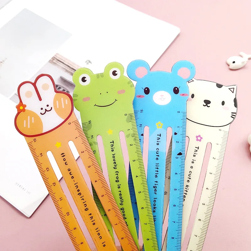 15cm Cute Animal Straight Ruler Kawaii Bookmarks Stationery Cartoon Drawing Gift Korean Office School Measuring