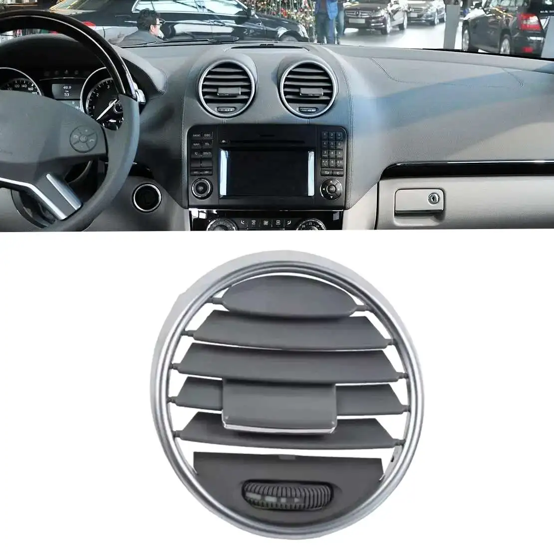 

Middle Dashboard AC Vent Outlet Panel Louvered Grille Adjustable 16483021547379 A1648302154 fit for Benz W164 X164 Gray ABS