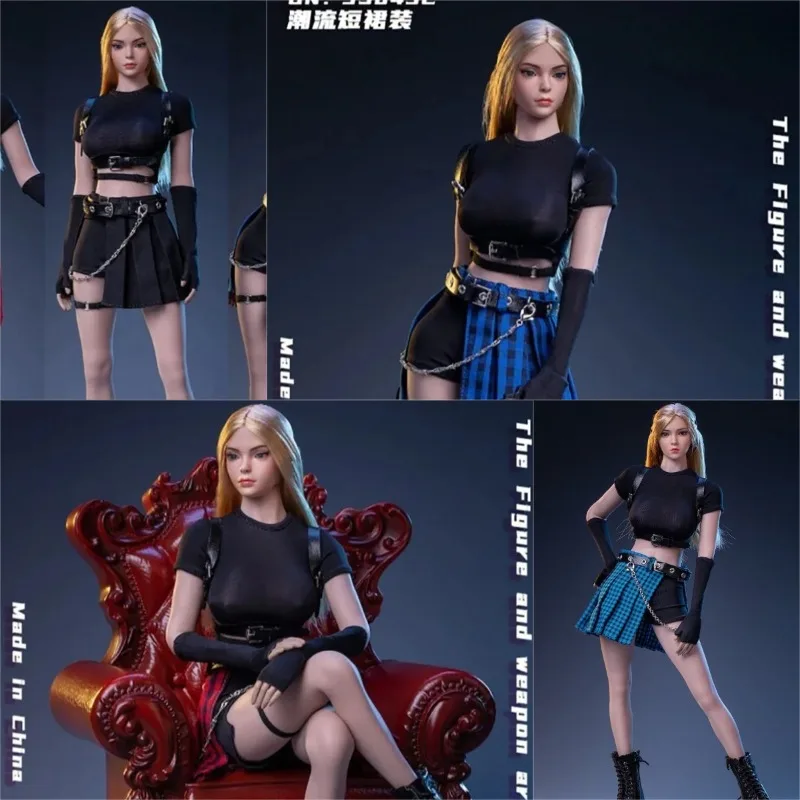 

3STOYS 3S045 Женская фигурка в масштабе 1/6, модная футболка, клетчатая юбка, комплект одежды, модель подходит для 12 дюймов TBL S12D, большой бюст, тело