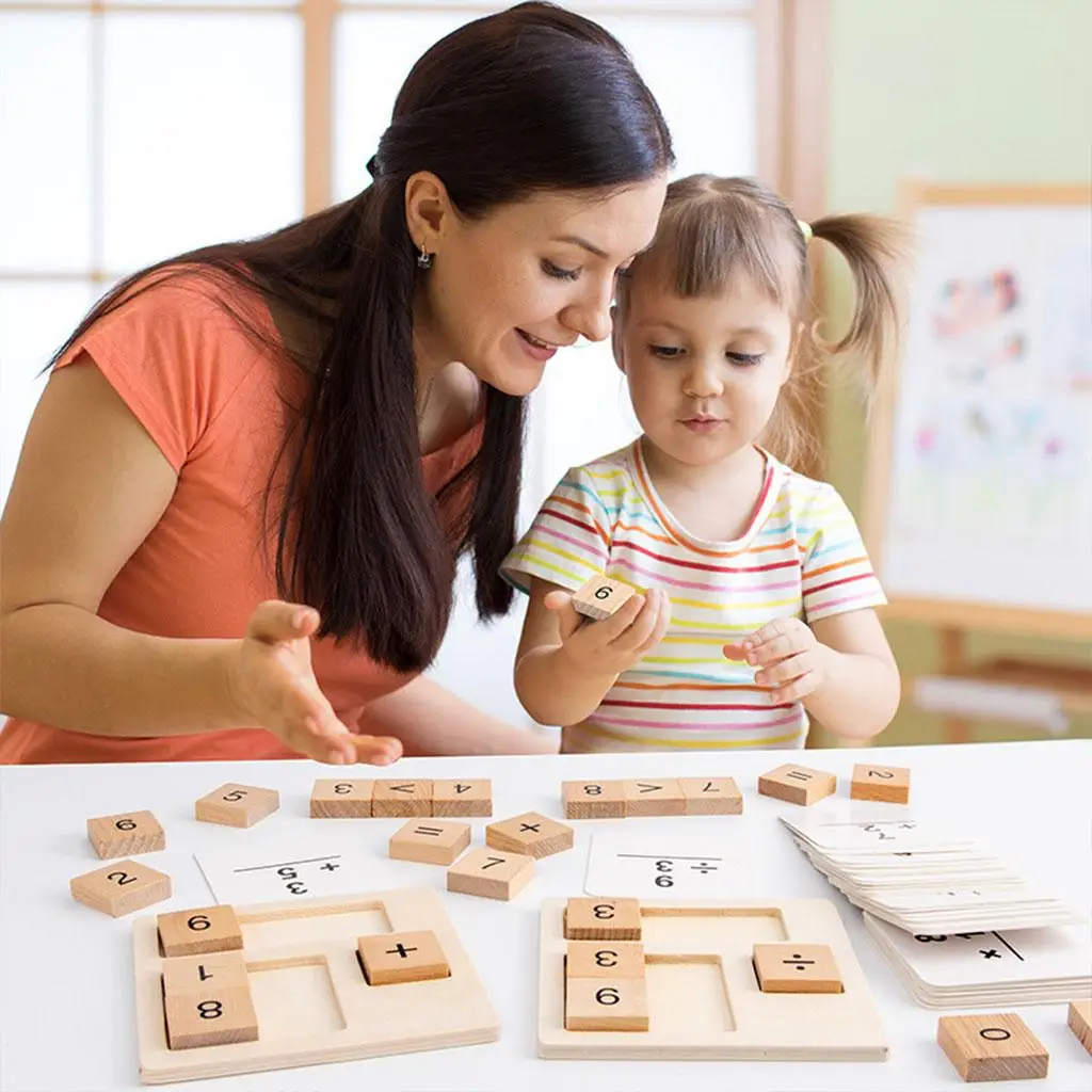 Wooden Math Toy Blocks Preschool Early Development Education