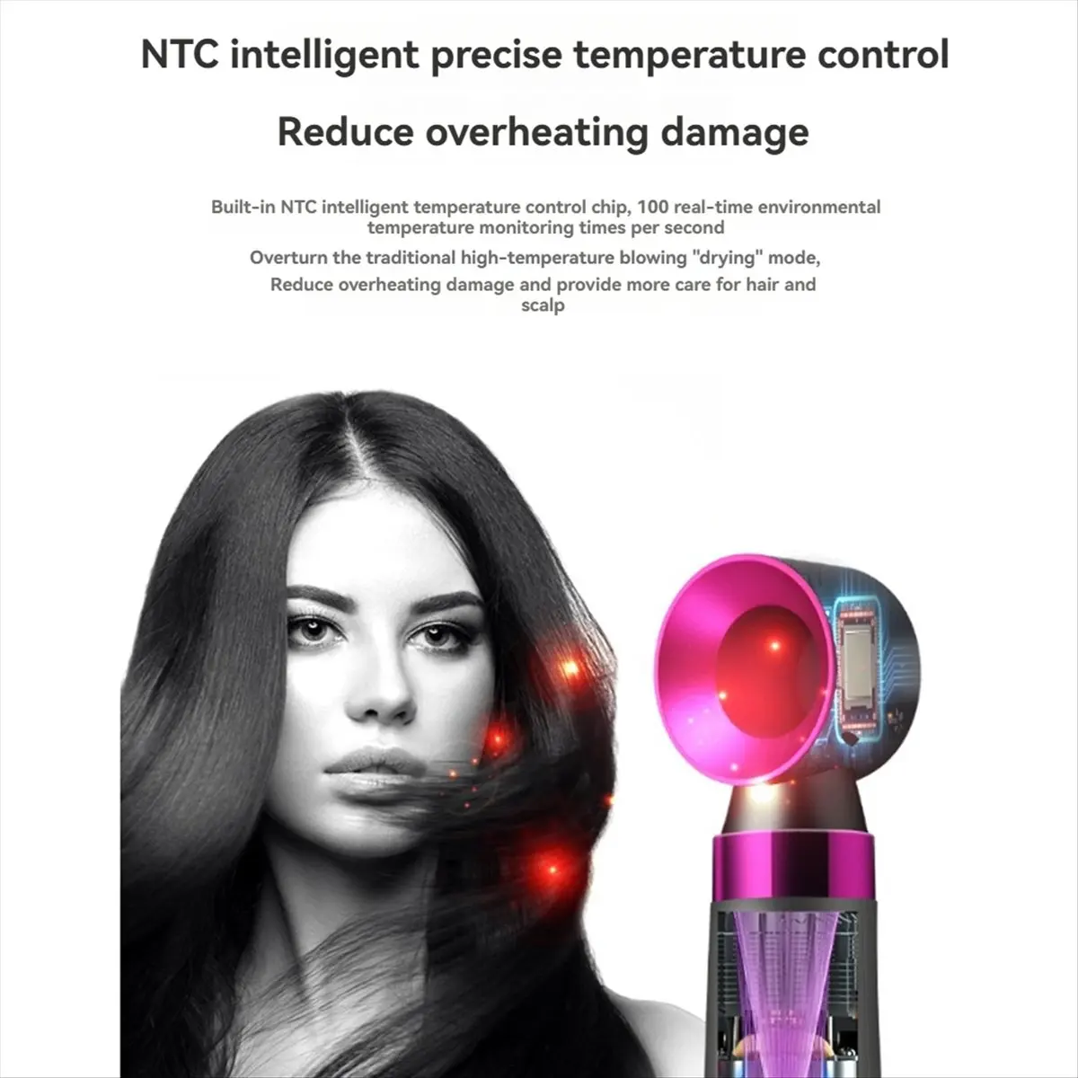 BRILLIANT 5in1 Electric Hair Dryer Hot Air Brush Multifunctional Hair Straightener Negative Curler Blow Dryer StylingSet,B(EU)