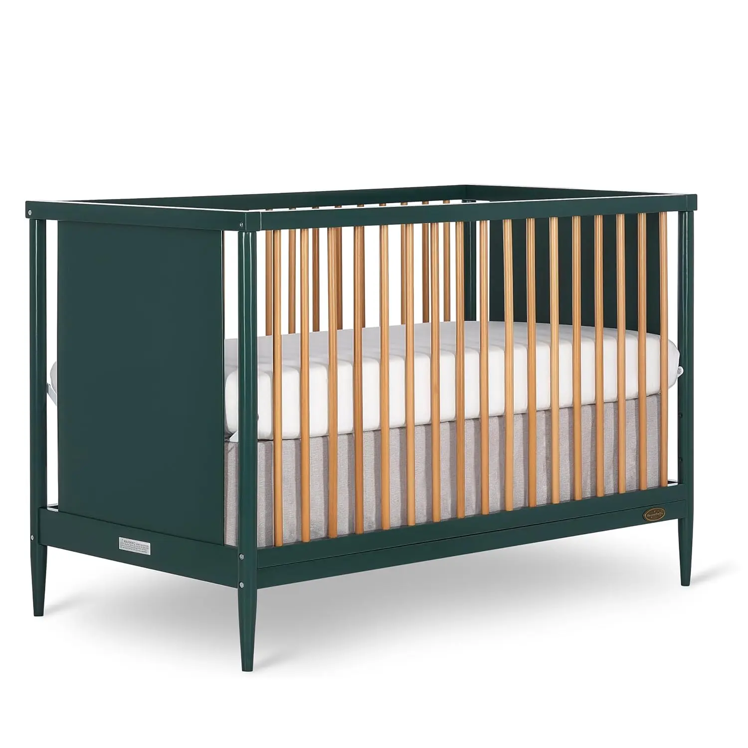 

Кроватка-трансформер 4-в-1 с закругленными опорами, цвет оливковый, современный дизайн для детской, регулируемая высота матраса