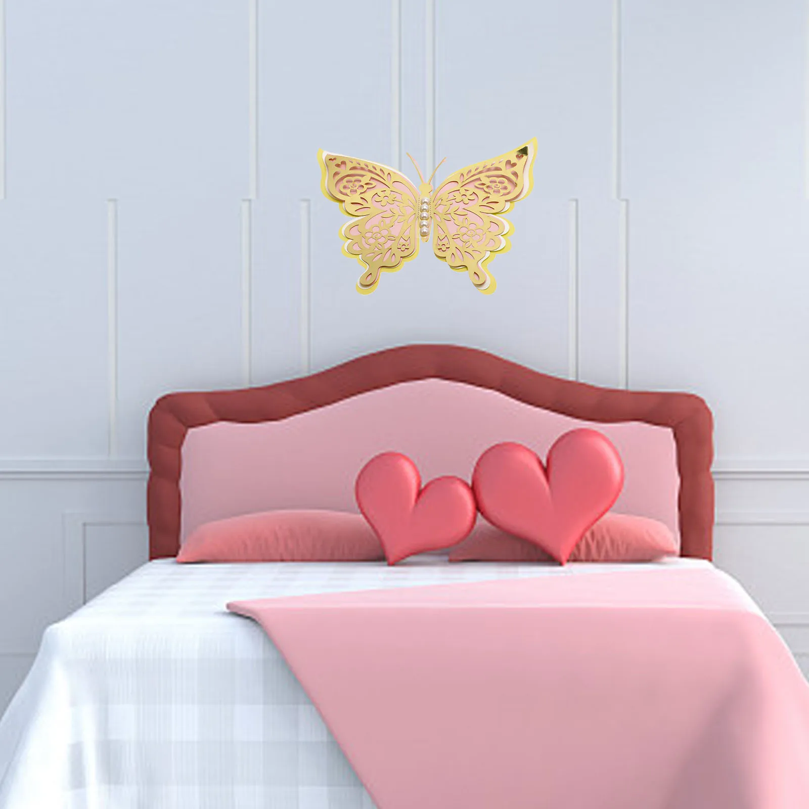 

1 set 3D Simulated Large Butterfly Wall Stickers Pearlescent Paper Hollow Design Wedding Holiday Home Decorations Decals