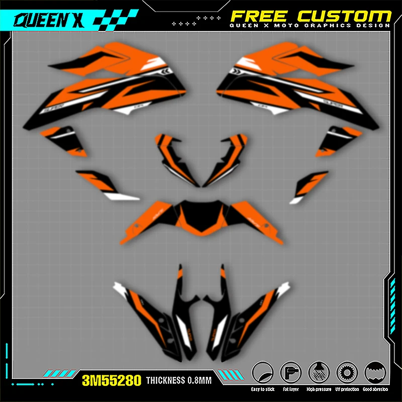 

Queen X MOTOR Graphics Decals Stickers Kits For KTM DUKE 125 390 2017 2018-2020 Motorcycle Accessories Numer Name Custom 016