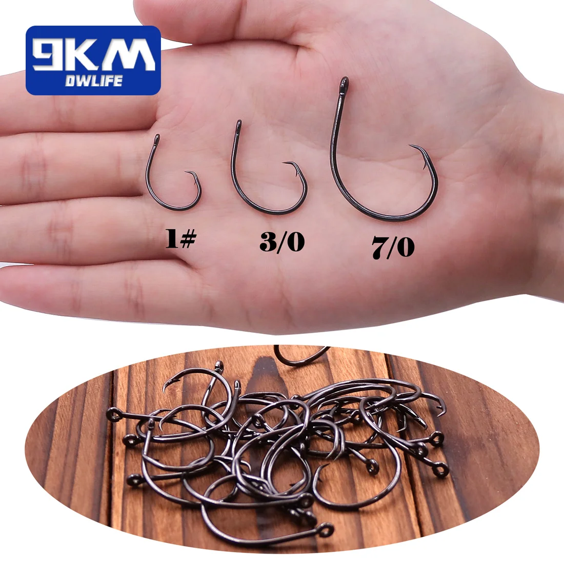 9KM 25-50 Stück Inline Wide Gap Circle Hooks, nicht-versetzter Salzwasser-Welthenhaken für Barsch, Zander, Crappie, Süßwasser-Tackle – Detail 3