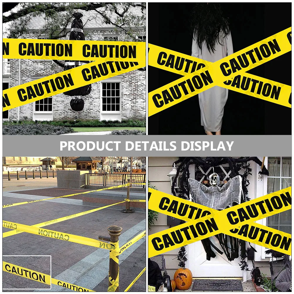 1 Roll Yellow Caution Halloween Warning Line For Party Bar Event Safety Decoration Isolation Tape Halloween Fright Tape