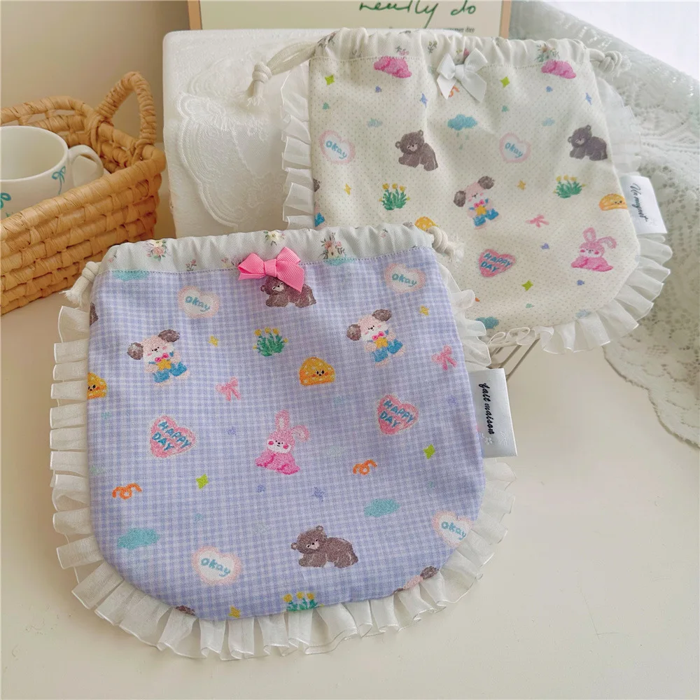 حقيبة مكياج برباط بطبقة مزدوجة، جيب نهاية على شكل فراشة من الدانتيل المطوي، حقيبة تنظيم فوضى السفر، حقيبة تخزين محمولة للعناية بالبشرة #2