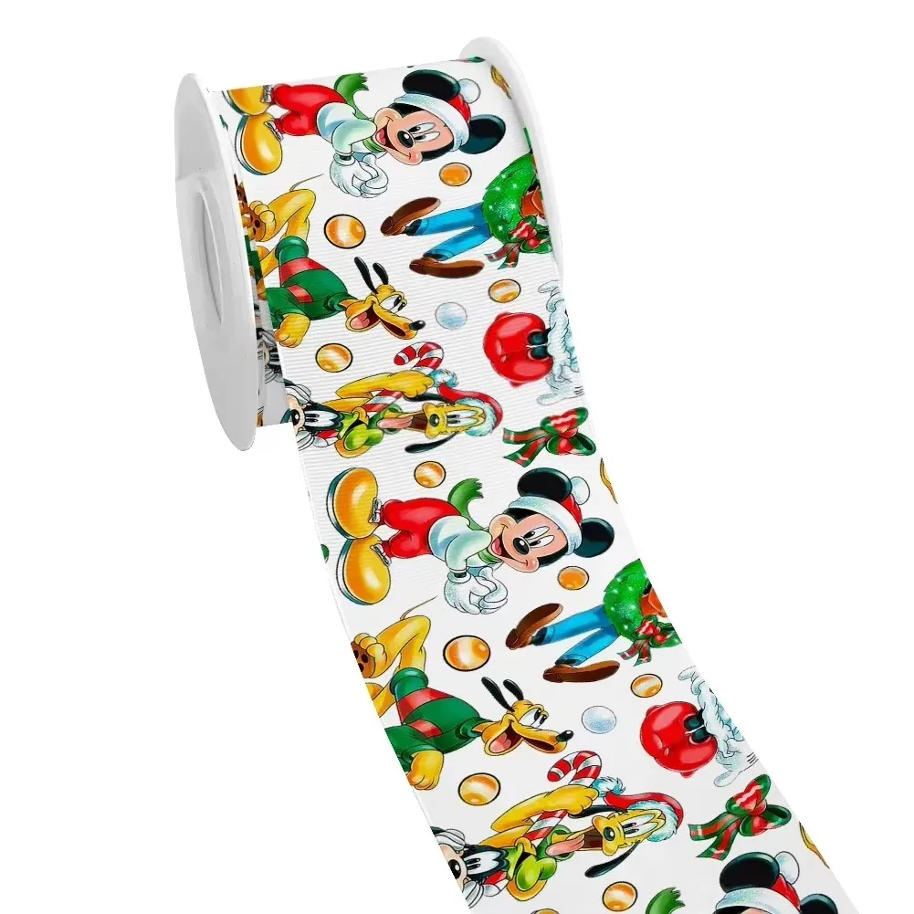 

Christmas Hat 10 Yards Disney Ribbon Mickey And Friends Grosgrain Satin Ribbon For DIY Craft Supplies Handmade Gift Decoration