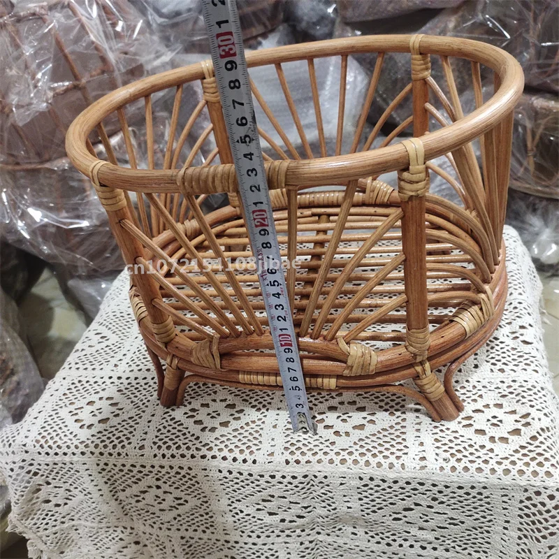 Newborn Photography Props Retro Rattan Basket Chair Infant Photo Baby Girl Boy Posing Bed Background Photography Accessor