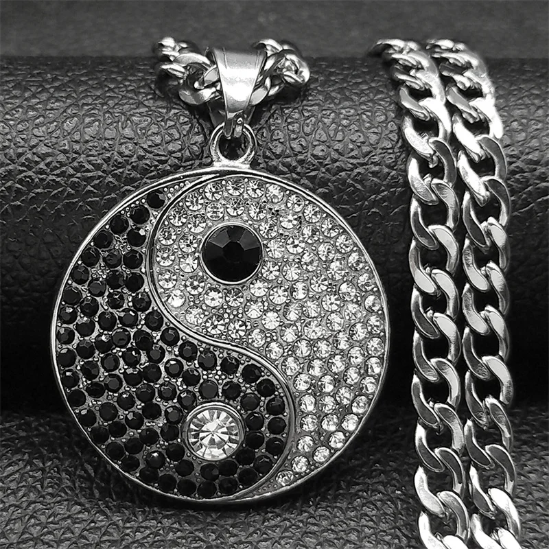 

Hip Hop Yin Yang Bagua Pendant Necklace Stainless Steel Silver Color Chain for Men Necklaces Chinese Style Amulet Jewelry 7619-7