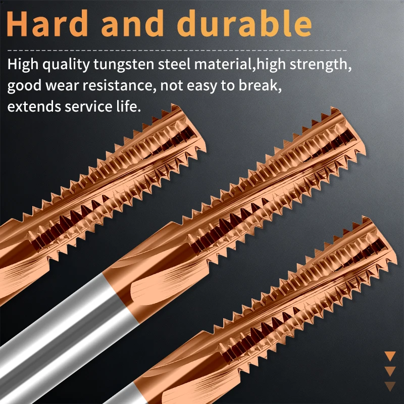 1PCS Solid Carbide Full‑Tooth Thread Milling Cutter, CNC Thread Mill for M1‑M10 Metric Thread Machining