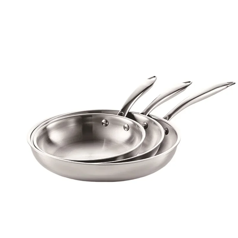 22-28cm Inch Tri-ply 18/8 Stainless Steel Chef's Pan,Frying Pan with Lid,Induction Pan,Pot and Pan Set,Dishwasher and Oven Safe