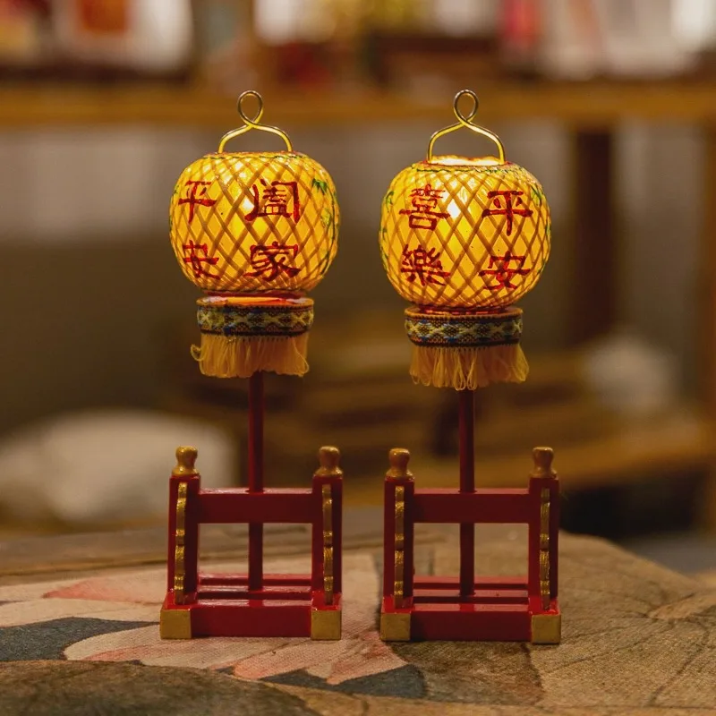 Chinese style lantern classical lantern mini bamboo high lamp Chinese style ancient handicraft creative ornament