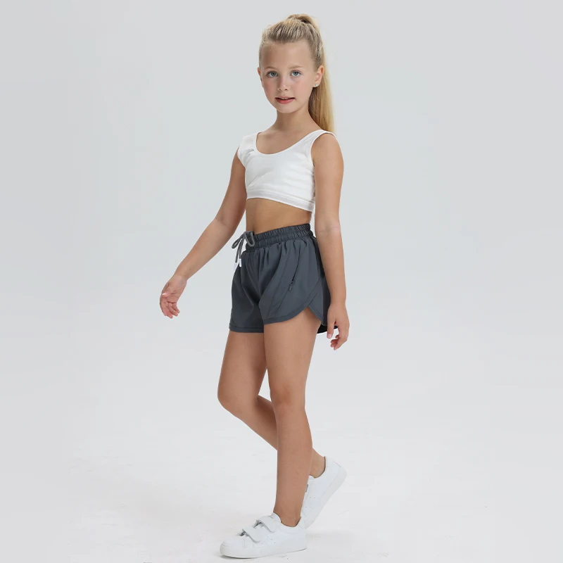 Girls Athletic Shorts Teen Kids Quick Dry Running Zip Pocket Lightweight Track Workout Shorts Children's Gym Riding Yoga Pants