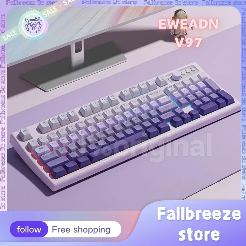 

Eweadn V97 Mechanical Gaming Keyboard 2 Mode Wirelss Bluetooth Keyboards Rgb Backlight Pbt Keycaps Office Gamer Tilt Keyboards