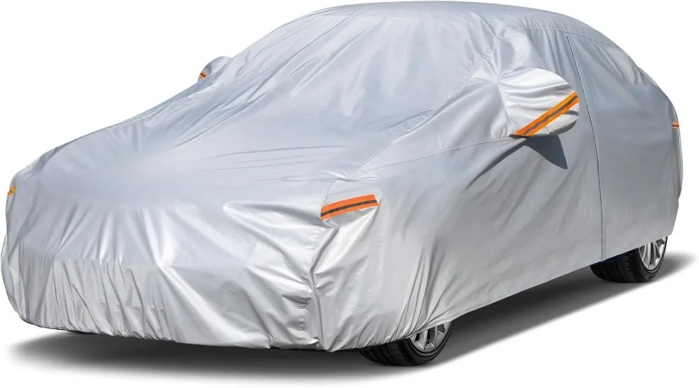 

6-Layer Waterproof Car Cover for All Weather, UV Protection with Zipper, Universal Fit Sedan (186-193 inch)