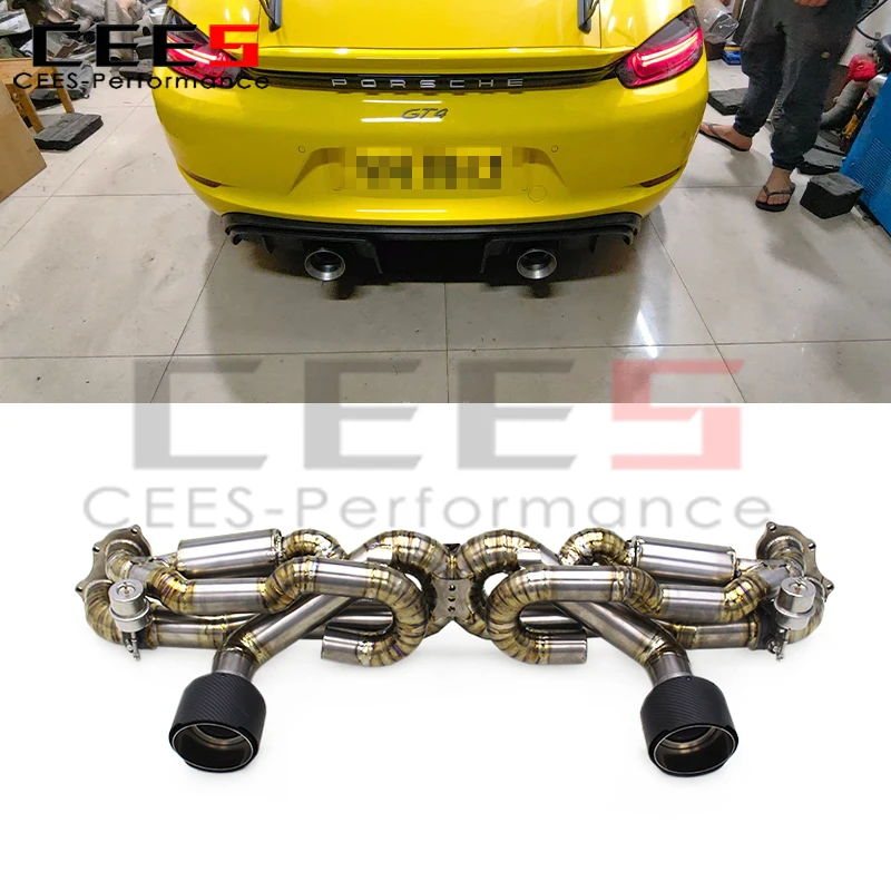 

cees New Arrival 2022-2025 for Porsche 718 Cayman GT4 4.0L Silver Axle Exhaust Valved Car Racing Exhaust Pipe Muffler Assembly