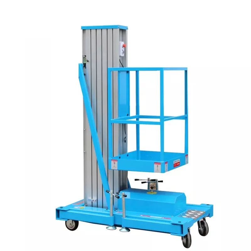Portable Aluminum Self-propelled Single Mast Lift Vertical Man Platform Aerial Work for Indoor Outdoor Maintenance