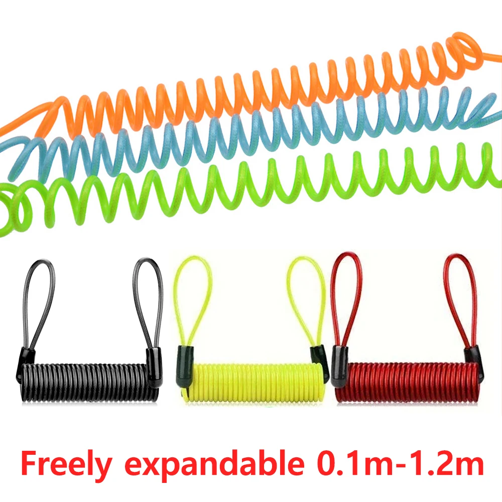 1.2m Disc Lock Reminder Cable Lock Anti-Theft Rope Alarm Disc Lock Spring Cable Security Reminder Motorcycle Spring Cable Lock